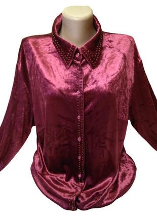 Велюровая стрейчевая блуза с вышивкой бисером