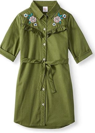 Легкое зеленое хлопковое натуральное платье рубашка сарафан с ...