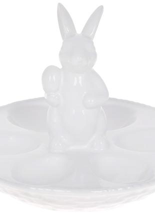 Тарелка для яиц керамическая Кролик 22.7см, цвет - белый