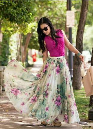 Невероятно - красивая шифоновая юбка с воланом