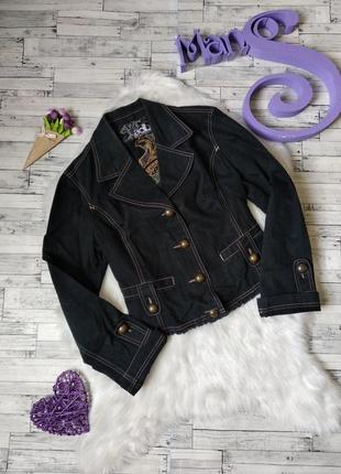 Джинсовый пиджак adl женский черный с вышивкой