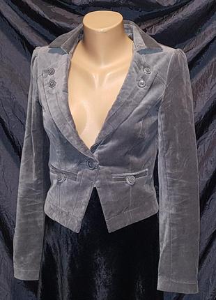 Велюровый двубортный пиджак серый vero moda veromoda 40 34 eu s