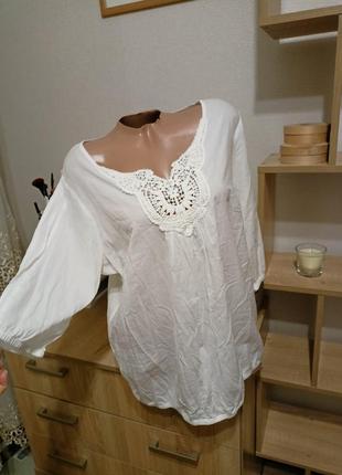 Натуральная хлопковая блуза рубашка yessica,блузка хб белая