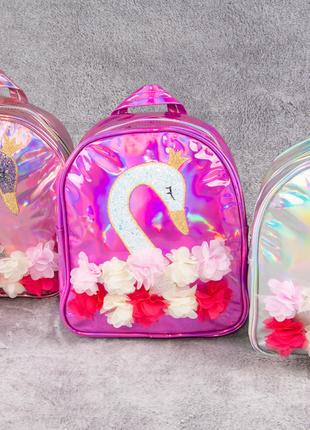 Рюкзак-мини детский "Голографический-фламинго и цветы" 25*23*11см