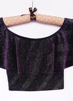 Фіолетовий літній топ new look з блискучим декором, розмір m
