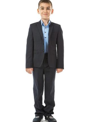 Пиджак школьная форма 717116002 синий серый школа костюм