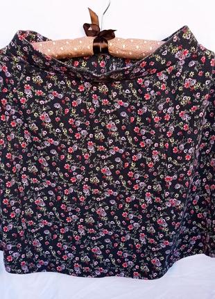 Летняя черная мини юбка laura torelli, цветочный принт, размер 34