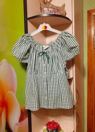Хлопковая баварская блуза винтаж октоберфест