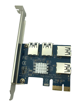 Адаптер PCI-E X1 на 4 USB 3.0 Расширитель Райзеров Переходник GPU
