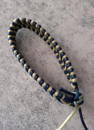 Браслет ручной плетеный из шнура сине-серый