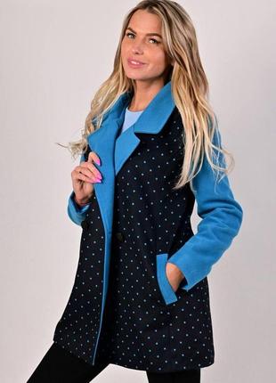 Женское стильное демисезонное пальто в горошек, см.замеры в оп...
