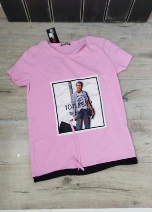 Стильная женская розовая футболка свободного кроя турция