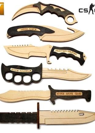 Полный набор деревянных ножей 6 шт из игры counter-strike cs g...