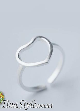 Кольцо в виде сердца минимализм цвет серебро 925 стерлинговое ...