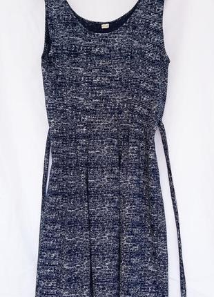 Летнее темно-синее мини платье с принтом, размер S/M