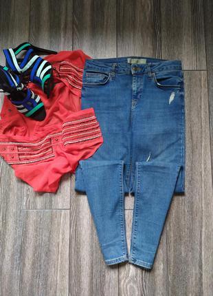 Стильные джинсы скинни с высокой посадкой талией topshop jamie