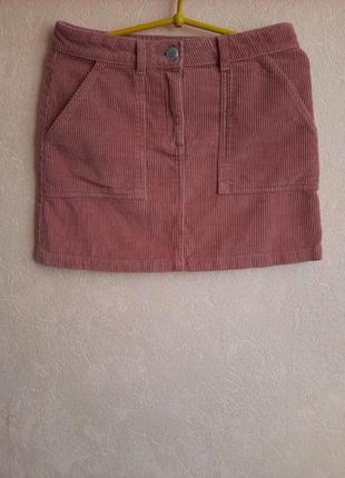 1+1=3 вельветовая юбка с карманами пыльно-розового цвета