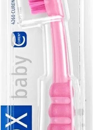 Детская зубная щетка розовая с розовыми щетинками curaprox bab...