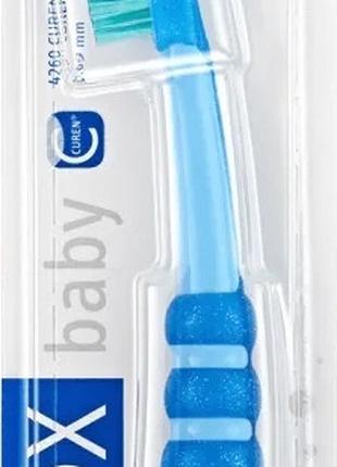 Детская зубная щетка синяя с мятными щетинками curaprox baby 4...