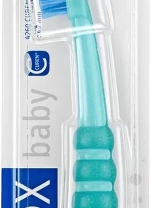 Детская зубная щетка мятная с синими щетинками curaprox baby 4...