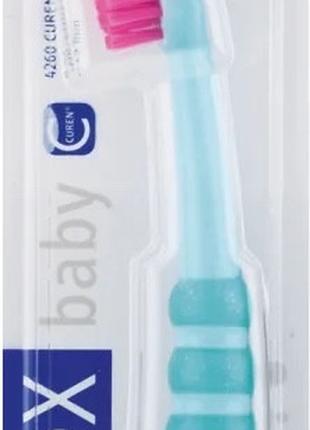 Детская зубная щетка мятная с розовой щетиной curaprox baby 42...