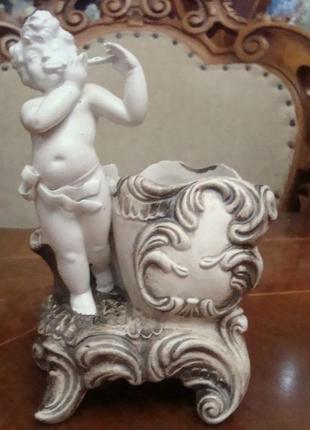 Антикварная статуэтка путти вазочка фарфор италия