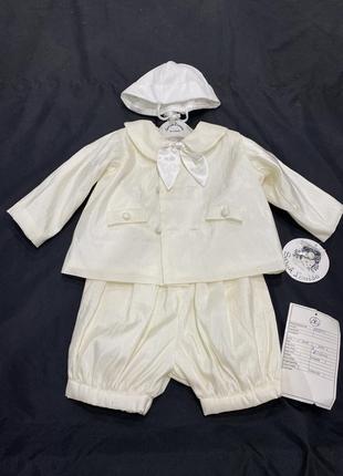Дизайнерський білий комплект з шовку для малюка 12 міс.
