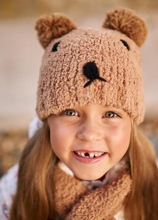 Комплект детский - шапка и шарф "медвежонок"