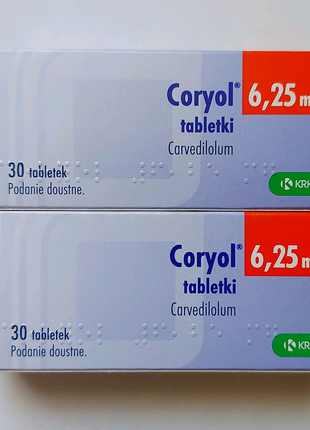 Coryol 6.25 мг 30 шт Коріол Кориол карведілол ліки з Європи