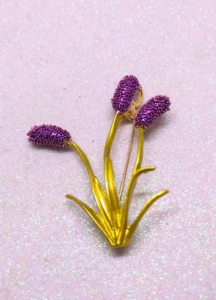 Универсальная брошь кулон лаванда фиолетовые цветы на стеблях ...