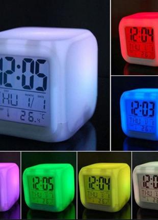 Часы ночник с термометром будильником и подсветкой CX-508