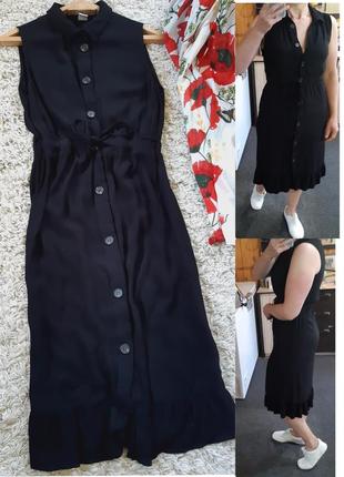 Базовое чёрное платье- рубашка, вискоза,  zebra,  p. s-m