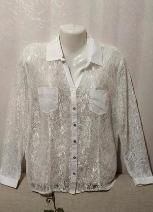Гипюровая блуза рубашка (пог-58-62 см)  80