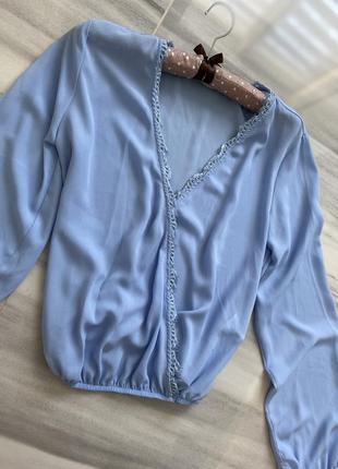 Блакитна блуза ,елегантна блуза ,блуза з довгими рукавами