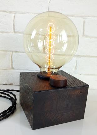 Лофт настольная лампа-ночник Куб-Сфера с лампой Эдисона