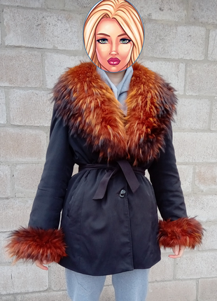 Пальто-куртка жіноча зимова з хутром натуральним woerma