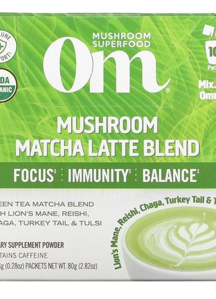 Om Mushrooms, Mushroom Powered Matcha Latte Blend, 10 Packets,...