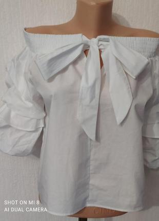 Брендовий біла натуральна блузка блуза.