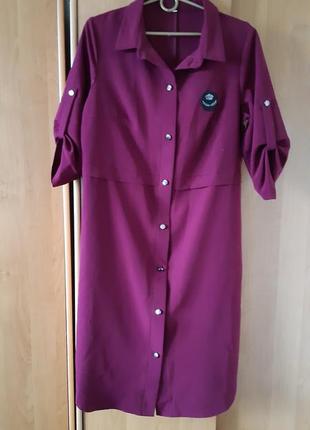 Платье рубашка. цвет марсала. размер 48