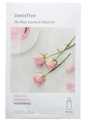 Innisfree, My Real Squeeze Beauty Mask EX, тканевая маска с ро...