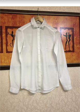Блузка рубашка нарядная база с красивым воротником