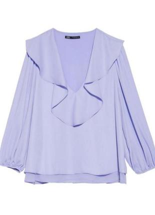 Стильная блуза zara новых коллекций
цвет лилово-голубой