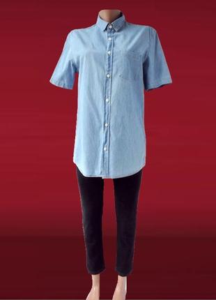 Стильная джинсовая мужская рубашка "new look". размер s.