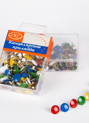Кнопки канцелярские цветные 100 шт в упаковке