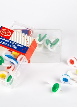 Кнопки канцелярские цветные "Крючок" 10 шт в упаковке