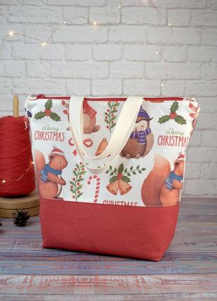 Проектная сумка для вязания и рукоделия ′рождественский наряд′
