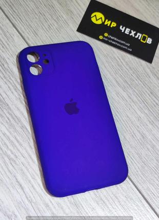 Чохол IPhone 11 Silicon case Full cover с защитой камери фіоле...