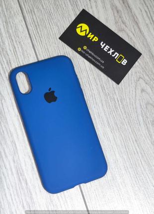 Чохол IPhone Xs silicon case full royal blue
