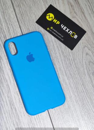 Чохол IPhone Xs silicon case full blue