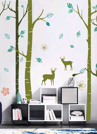 Интерьерная виниловая наклейка на стену обои Деревья лес